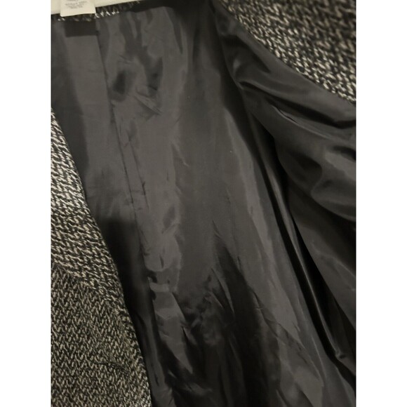 Vintage Paul Levy Trench Coat Womens Gray Wool Herringbone Jacket Size 10 - Picture 14 of 15